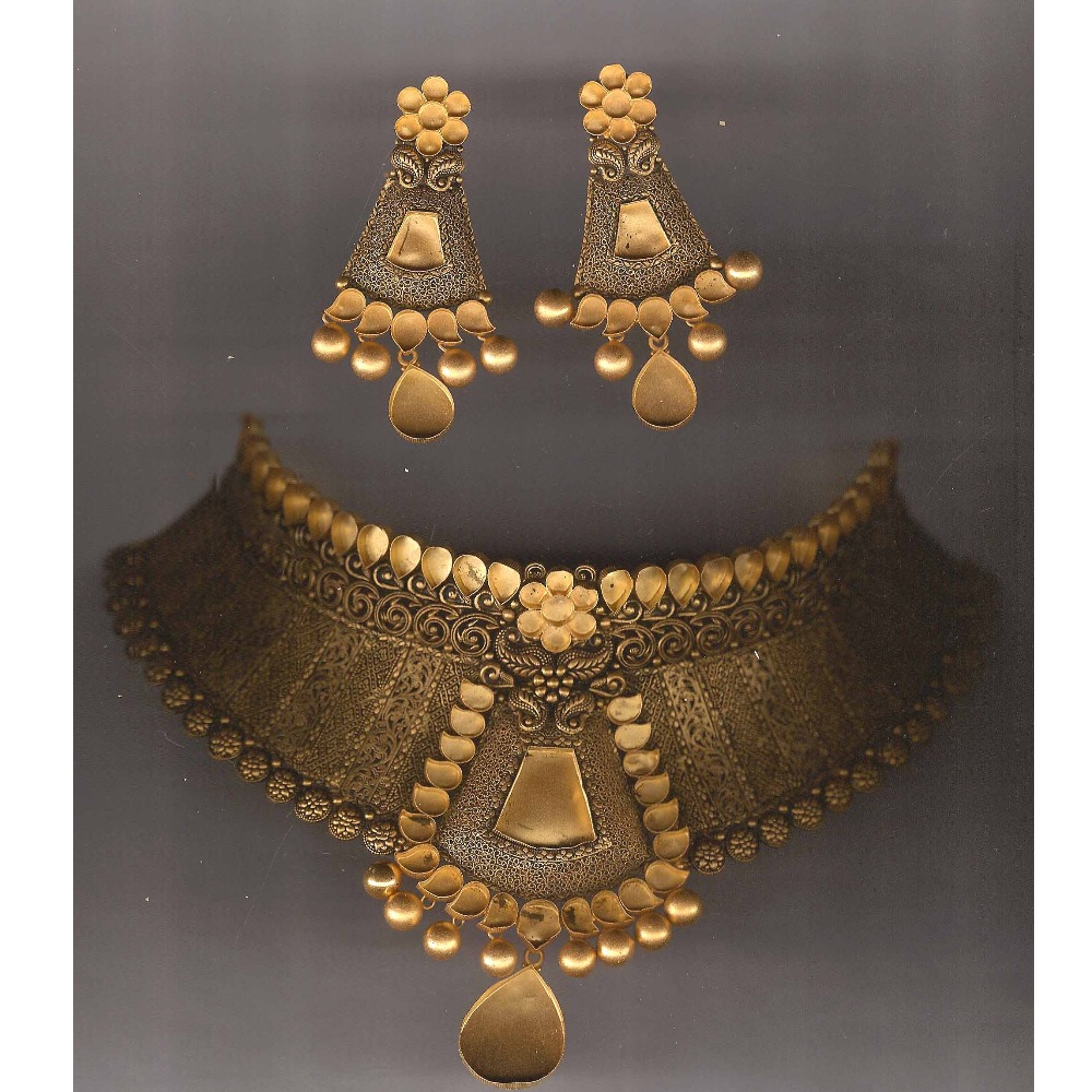 916 Gold Antique Khokha Necklace Set PJ-N001