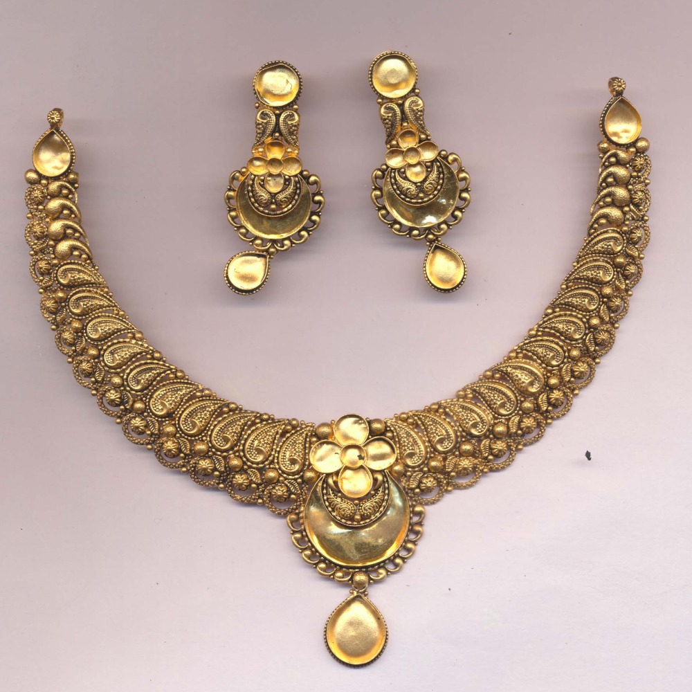 22KT Gold Antique Khokha Necklace Set PJ-N008