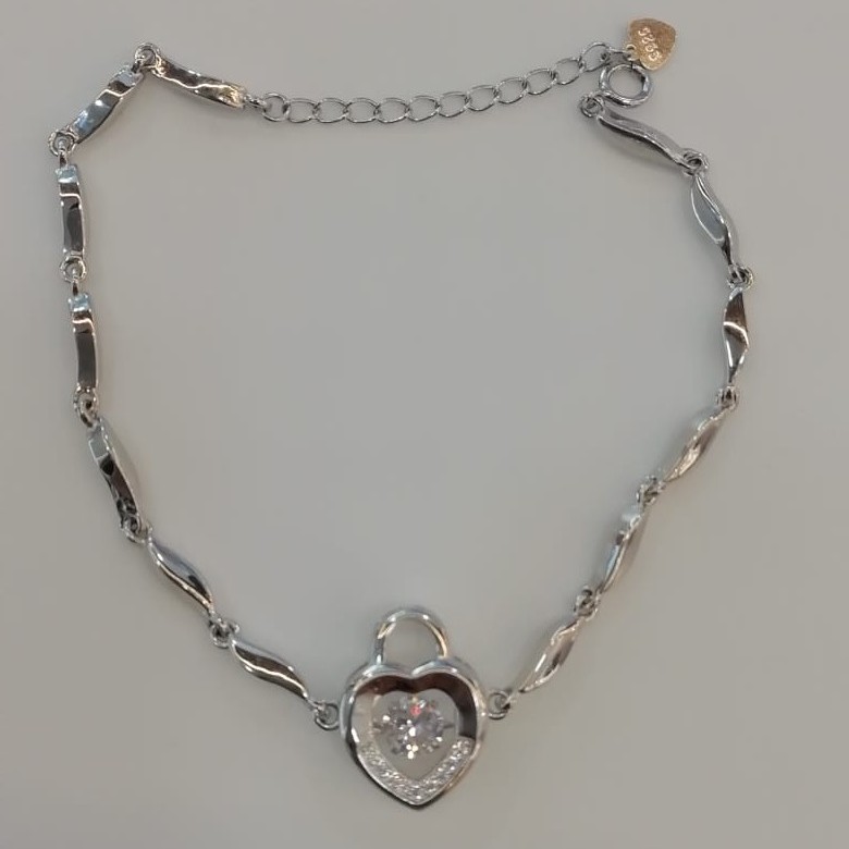 Sterling silver heart pendant ladies loose bracelet