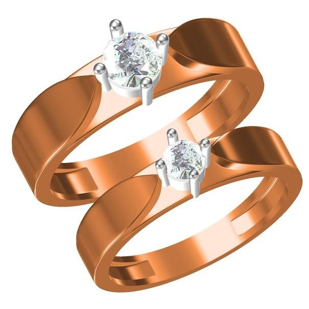 916 CZ ROSE GOLD DIAMOND  COUPLE RING
