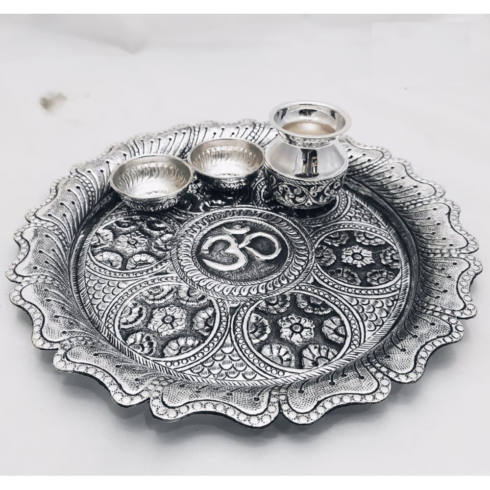 Buy Quality 925 Pure Silver Antique Pooja Thali Set Po 263 23 In New Delhi