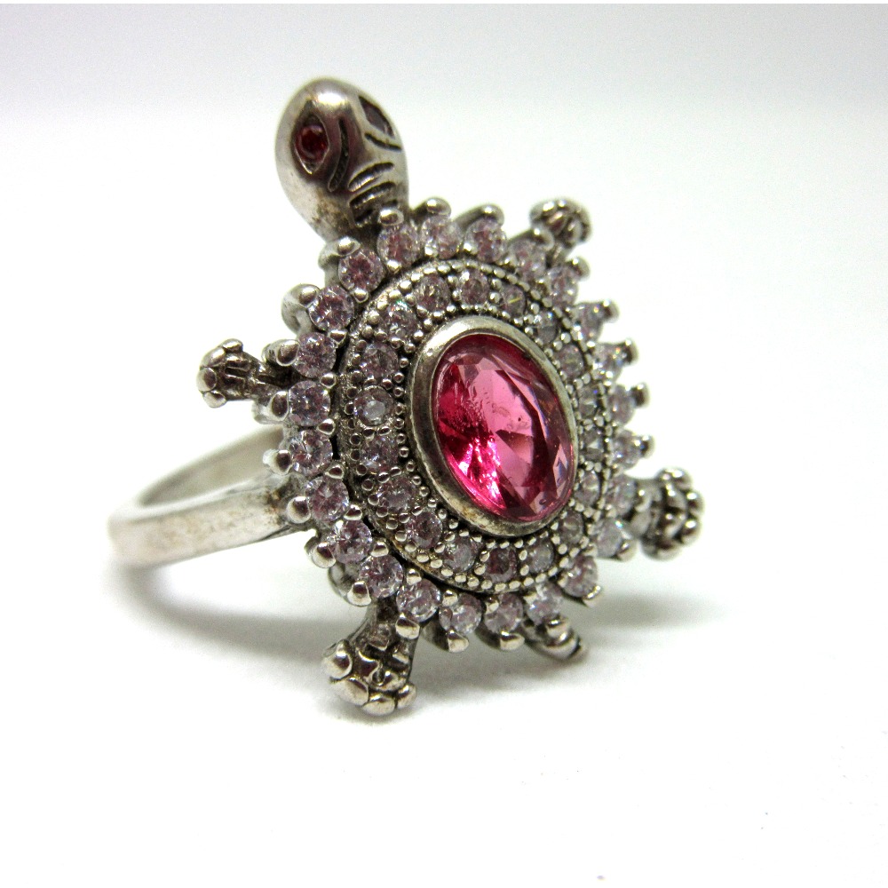 Silver 925 pink stone tortoise ring sr925-100