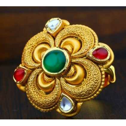 916 Antique Gold Jadtar Ring