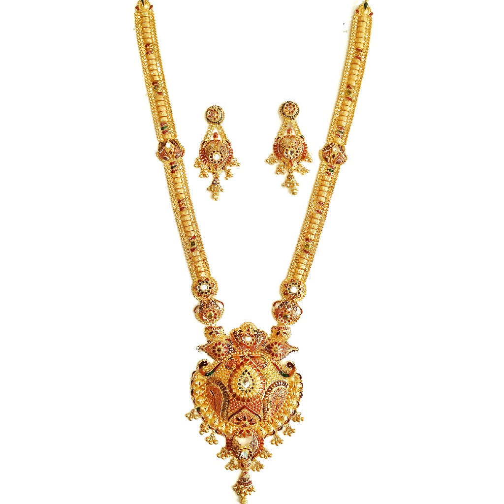 22k Gold Designer Long Necklace Set MGA - GLS020