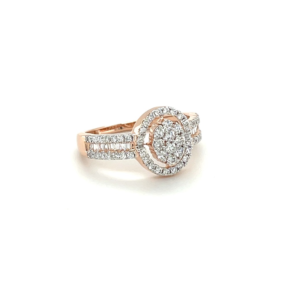 14k Rose Gold and Diamond Halo Engagement Ring