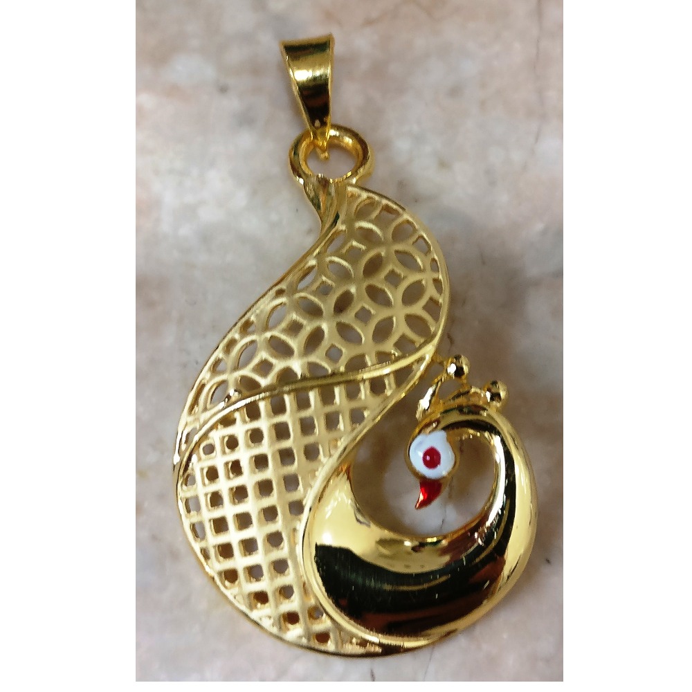 22kt gold plain casting peacock pendant for ladies
