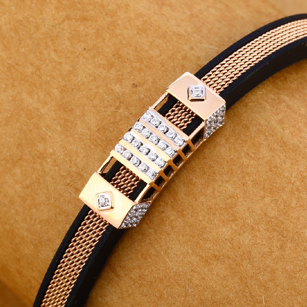 18KT Rose Gold Hallmark Delicate Leather Gent's Bracelet MLB250