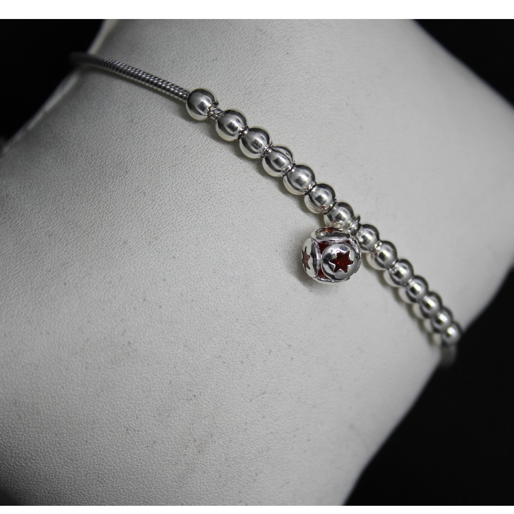 925 sterling silver red stone kada bracelet for ladies