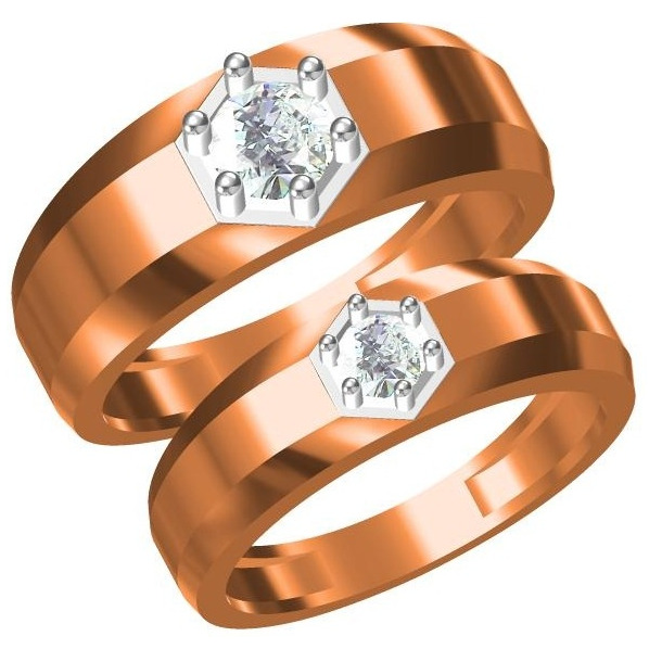 916 cz rose gold diamond  couple ring