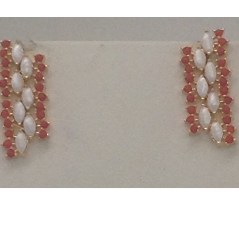 Corals and white marquise pearls necklace set jnc0056