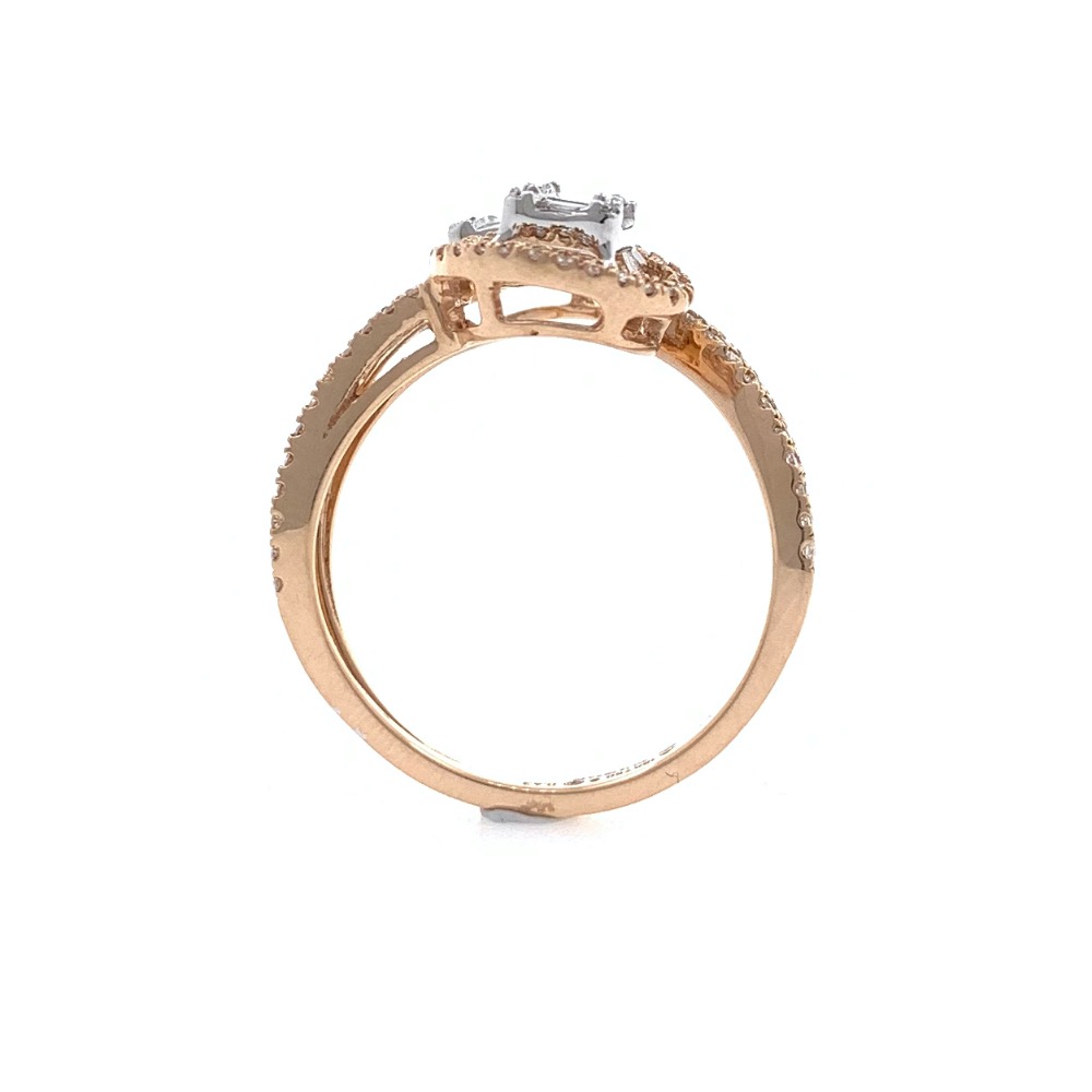 18kt / 750 rose gold twin solitaire diamond ladies ring 9lr223