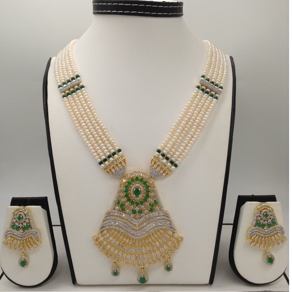 Buy quality White;green cz ranihaar set 