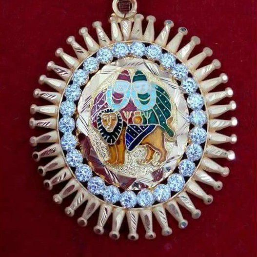 916 Gold Chamunda Maa Meenakari Pendant