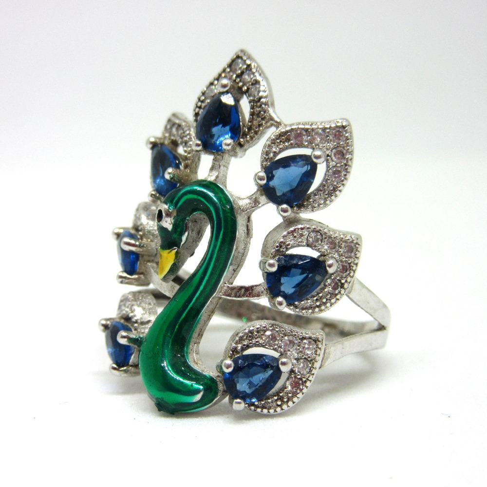 925 silver peacock ring sr925-36