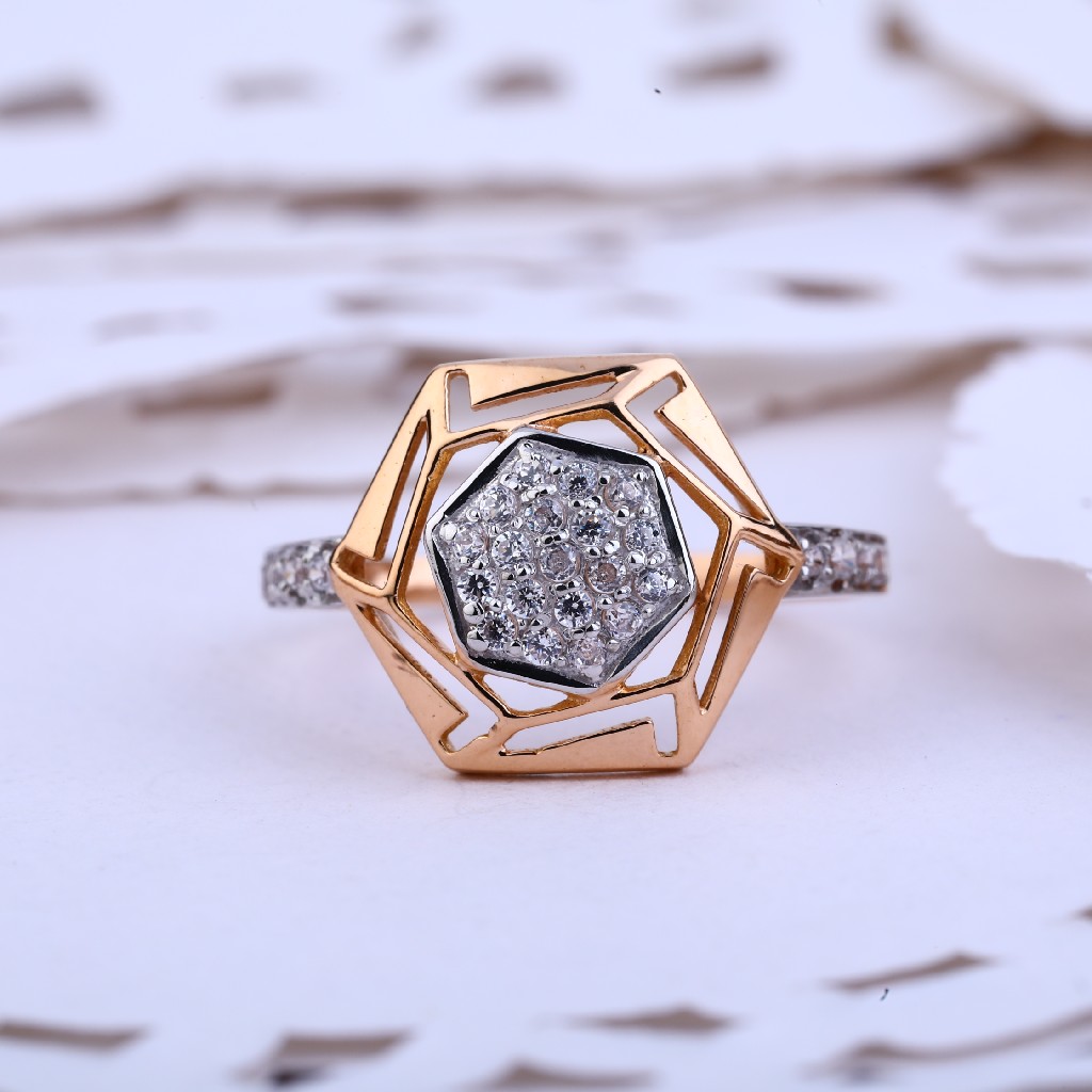 Ladies Rose Gold 18K Cz Ring-RLR420