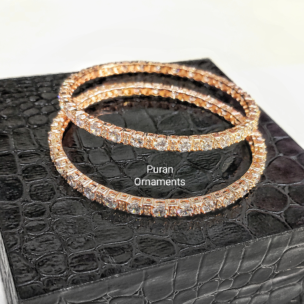 Mesmerizing Pure Silver Ladies Bangle Studded With Zircon