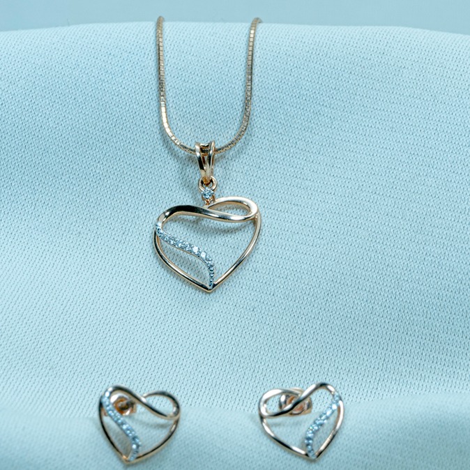 916  Gold Heart Pendant Set MF-139
