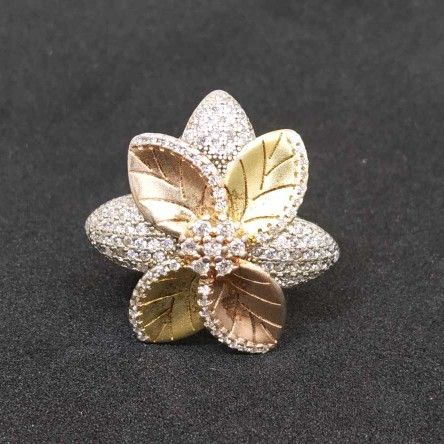 925 Sterling Silver Cocktail Flower Ladies Ring
