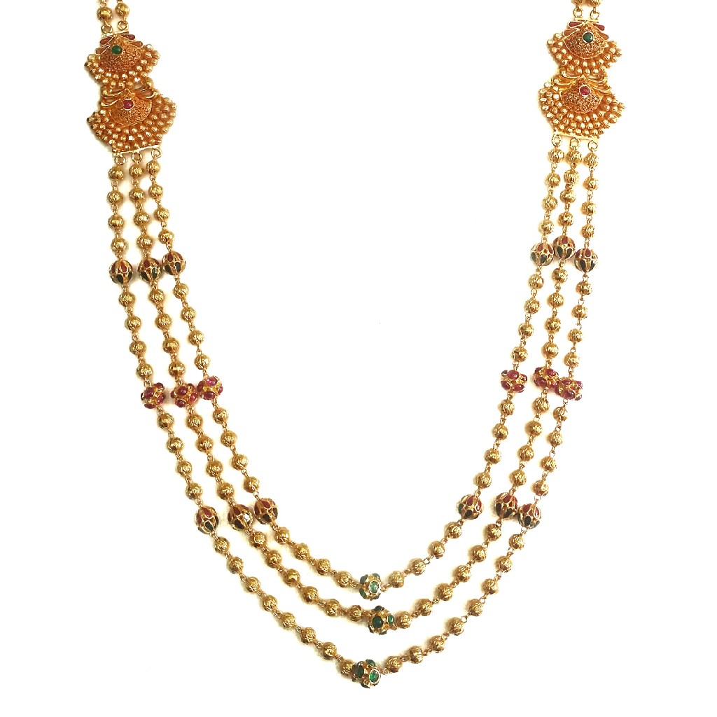 22k Gold Antique Designer Mala Necklace Set MGA - GLS041