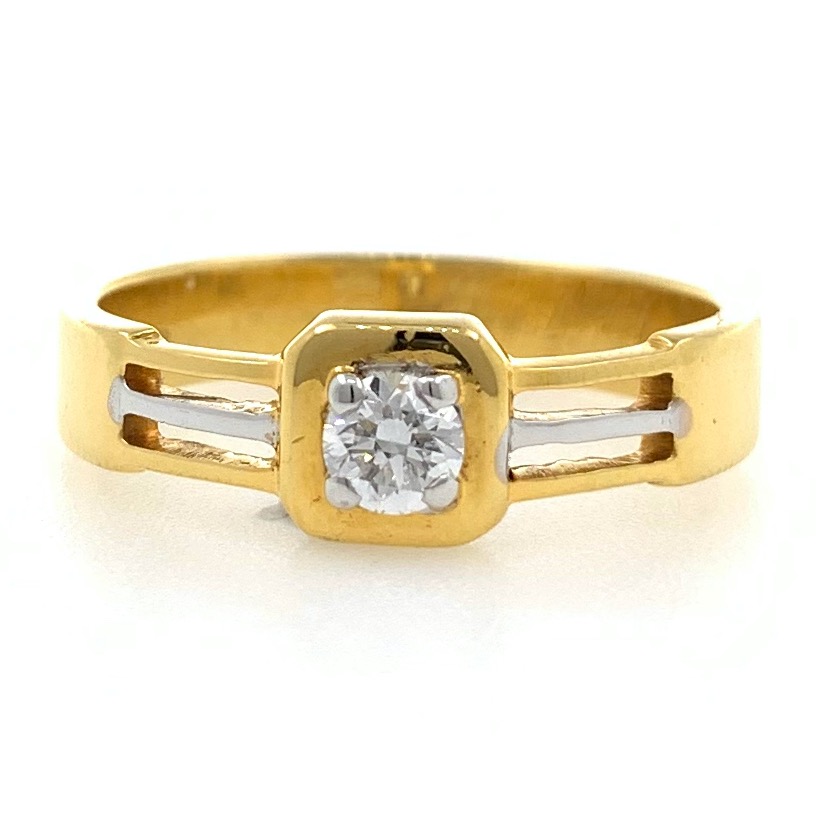 18kt / 750 yellow gold solitaire engagement classic gents ring 9gr42