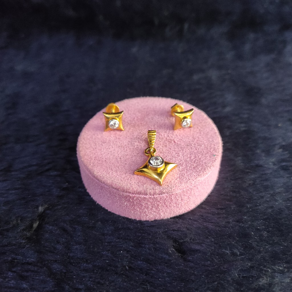 18KT/750 ROSE GOLD MODERN SREBY PENDENT BUTTI SET GPBS-56
