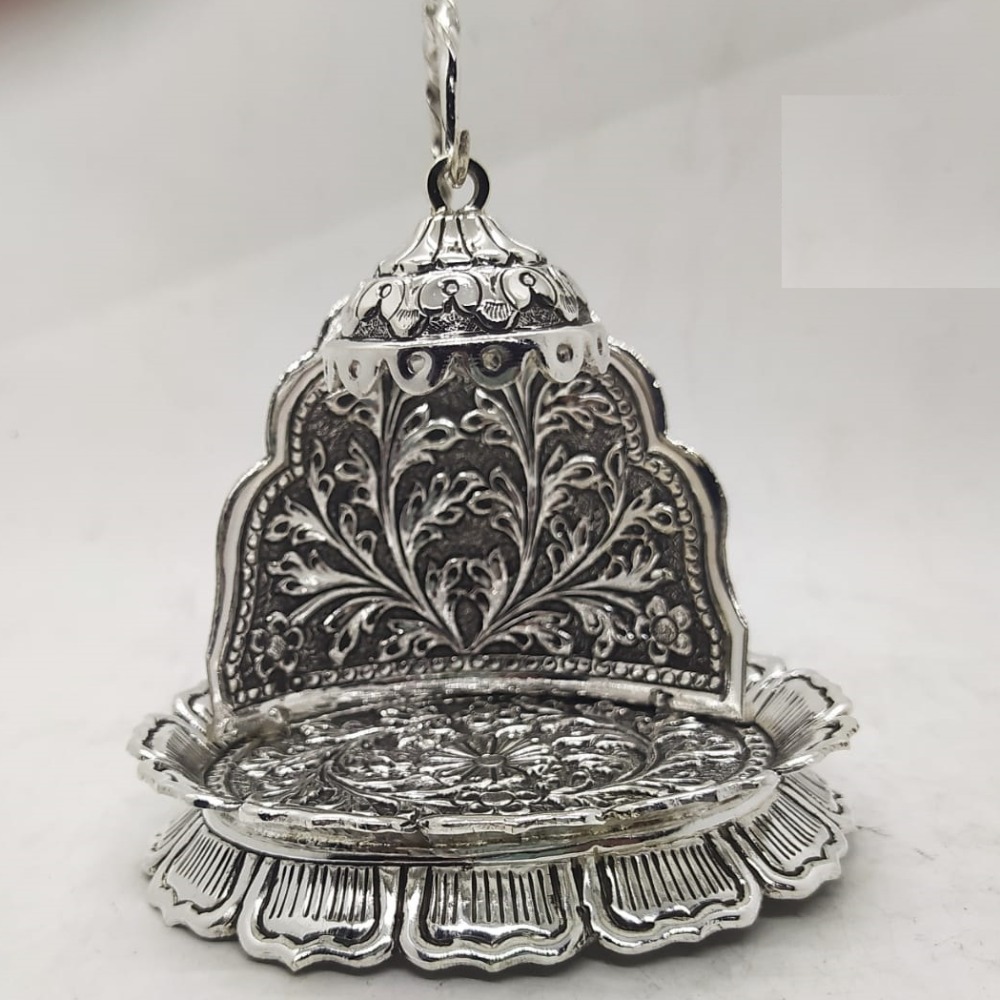 floral motifs antique singhasan in real silver by puran
