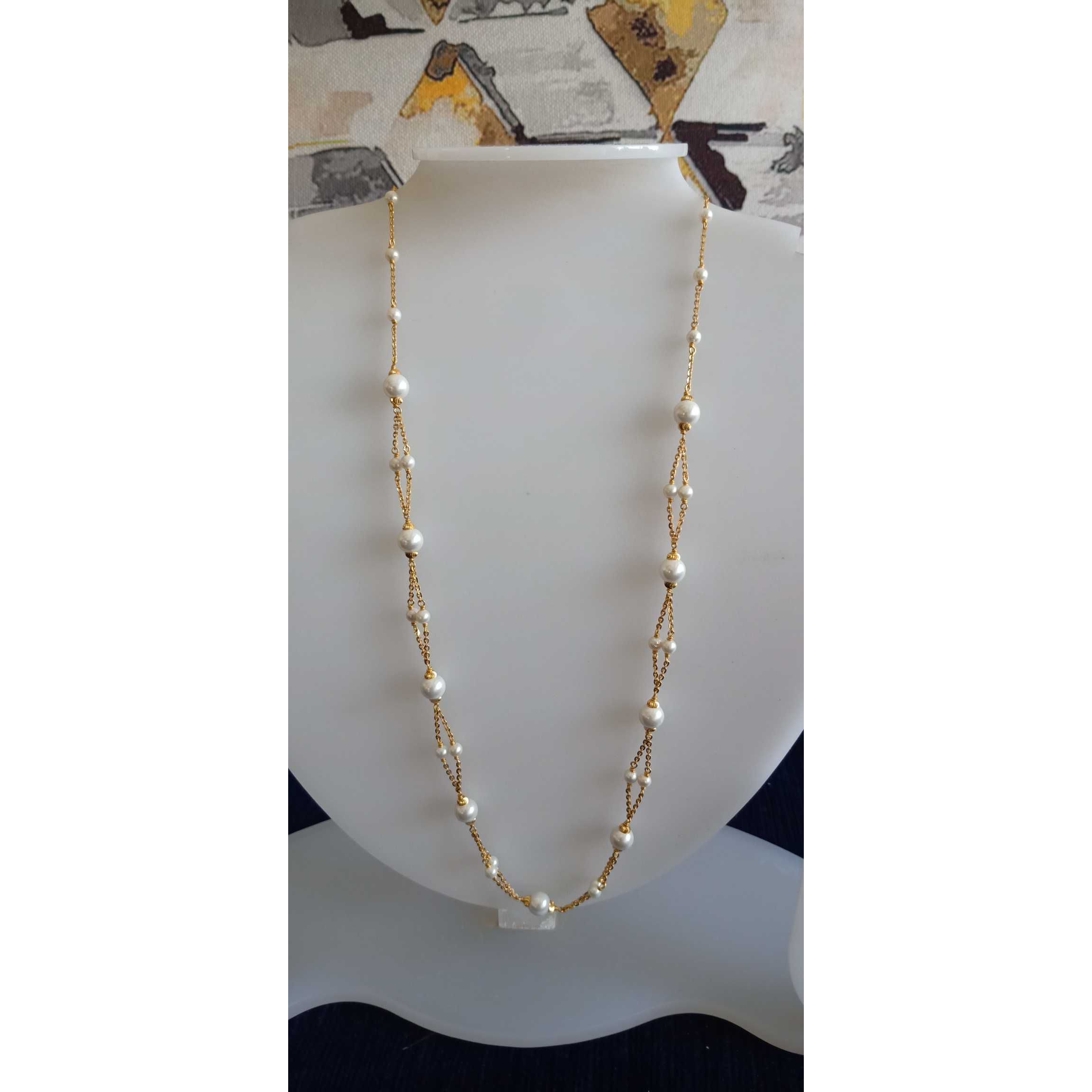 22ct Gold White Beads Fancy Mala