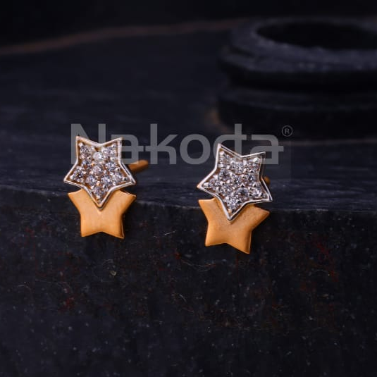 750 Rose Gold CZ Ladies Classic Earrings RE312