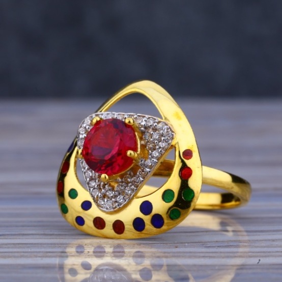 22 carat gold red stone ladies rings RH-LR439