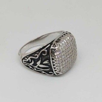 925 sterling silver oxides diamond gents ring