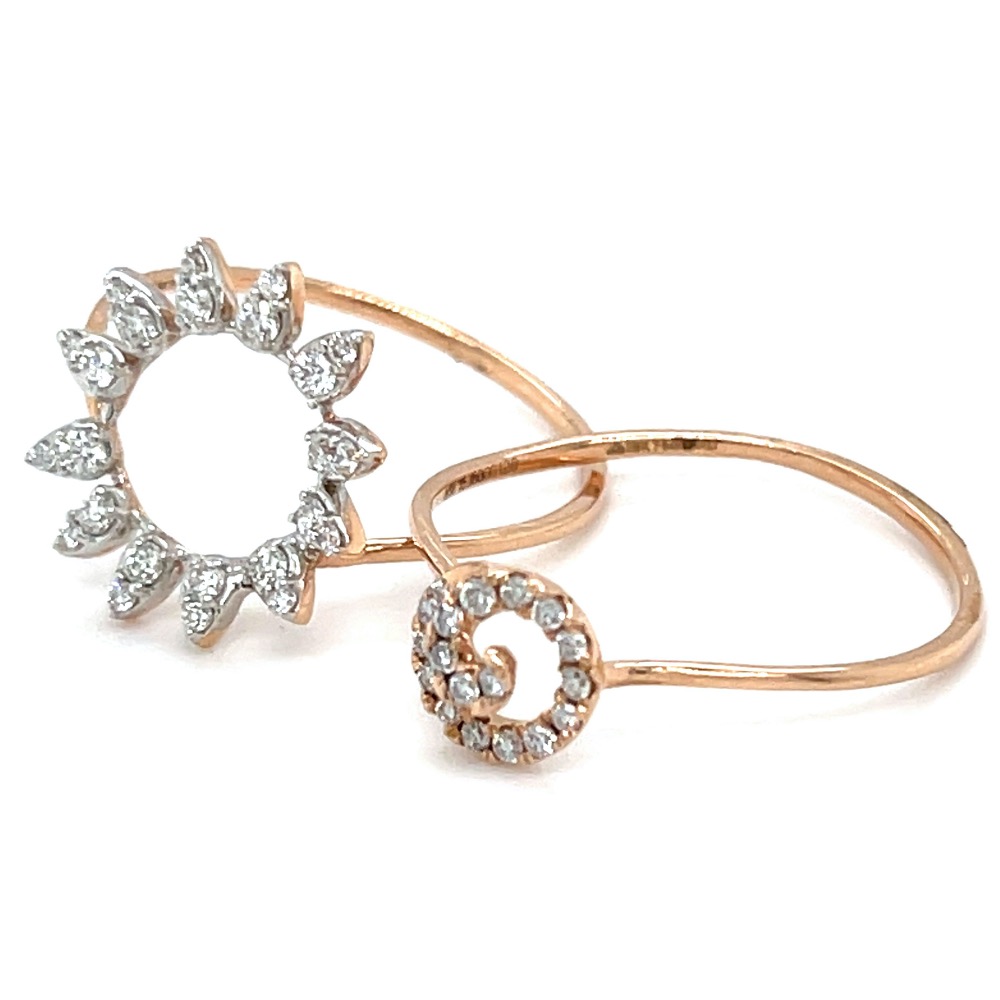 Stackable Diamond Ring with a Flower Motif in 18k Rose Gold 0LR162