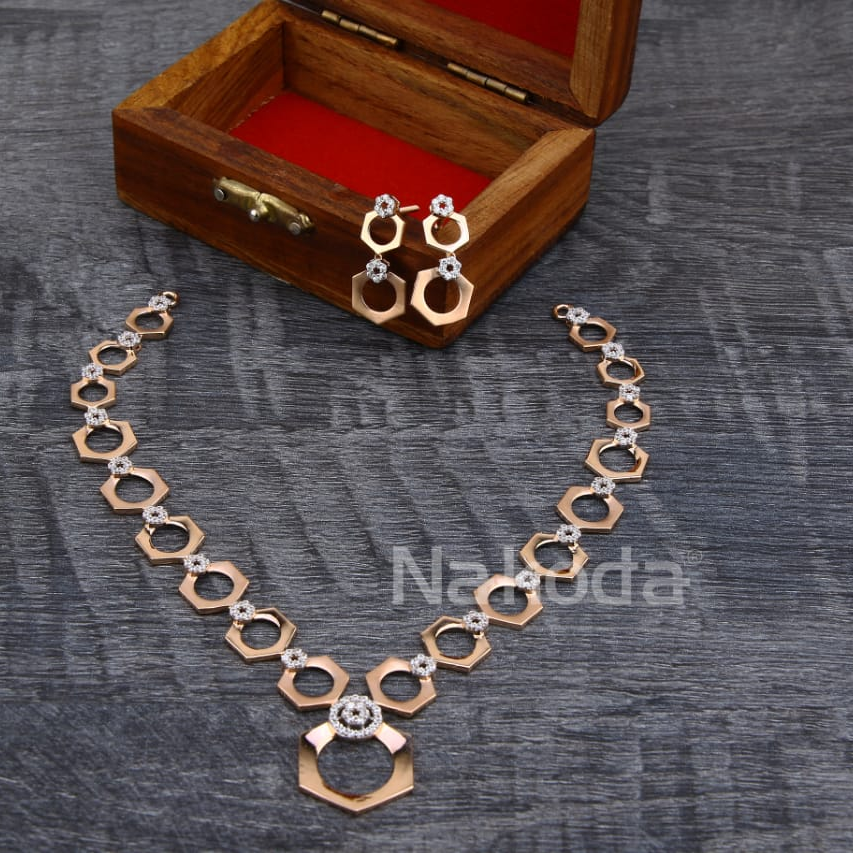 750 Rose Gold Ladies Stylish Necklace Set RN344