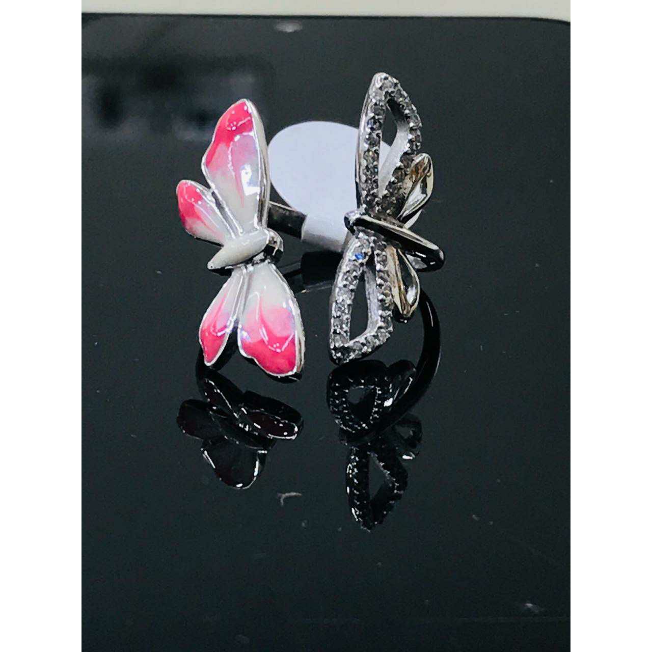92.5 Sterling Silver Adjustable Matchine Coloring Mina Butterfly Ring Ms-3042