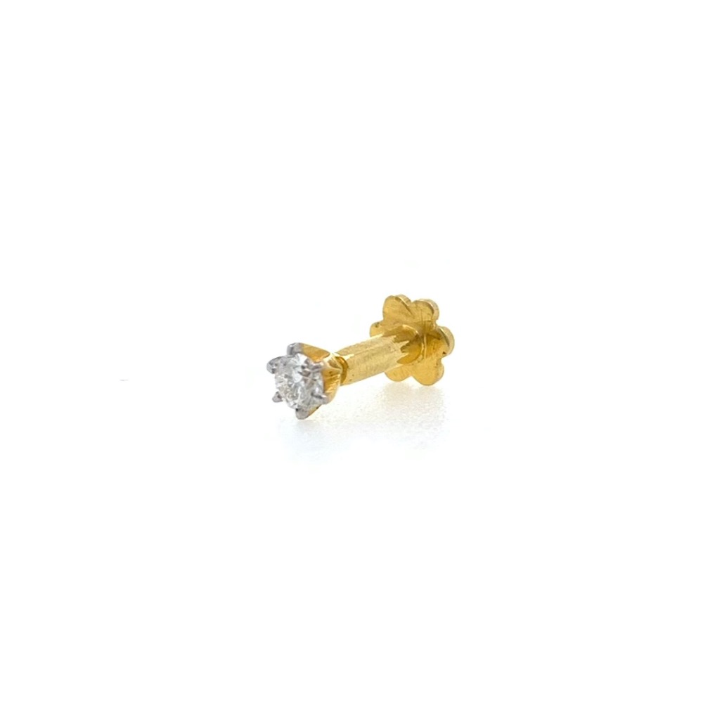 18kt / 750 yellow gold classic single 0.08 cts diamond nose pin 9NP153