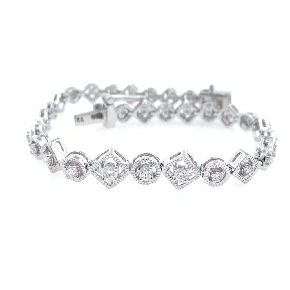 Buy quality Square & Round Design diamond Tennis Bracelet in White Gold ...
