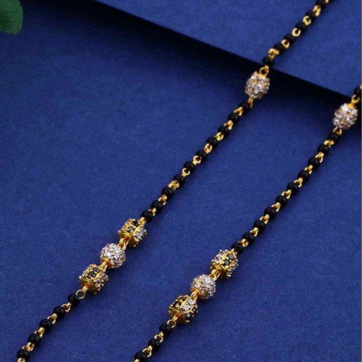 22KT/ 916 Gold single CZ round boll pendant mangalsutra for ladies