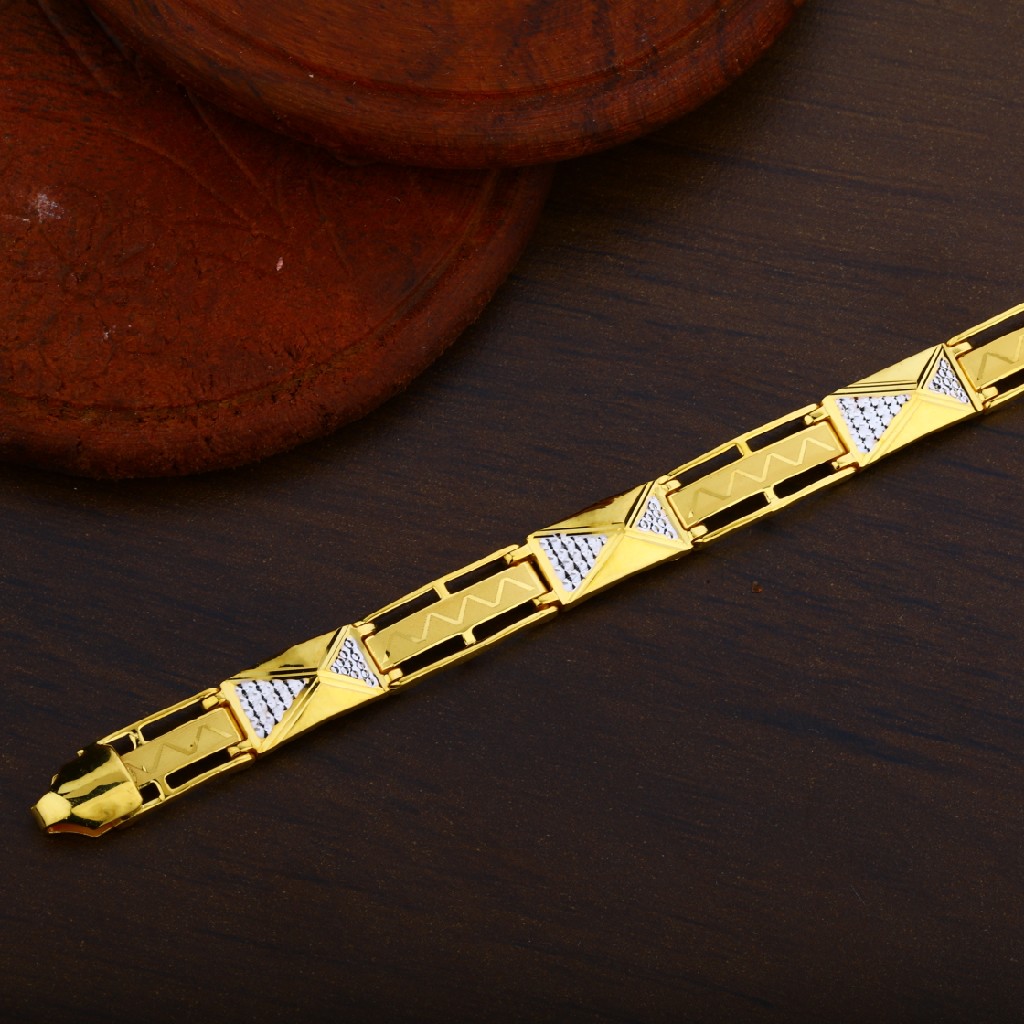 Mens 22K Fancy Gold Cz Plain Bracelet-MPB38