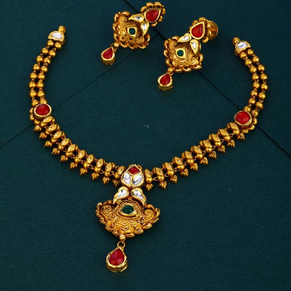 916 gold bridal Antique necklace set 
