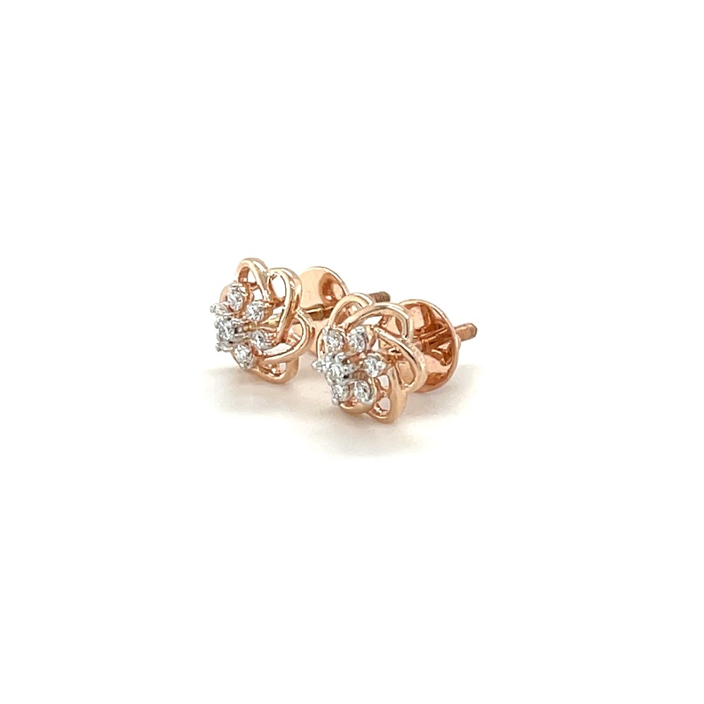 Dainty diamond stud earrings in 14k rose gold