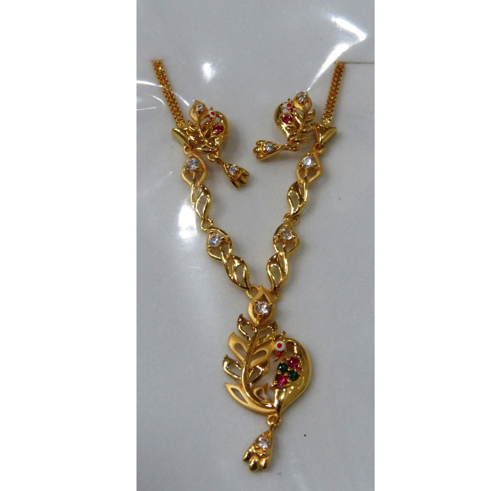 22kt Gold Cz Casting Short Necklace Set