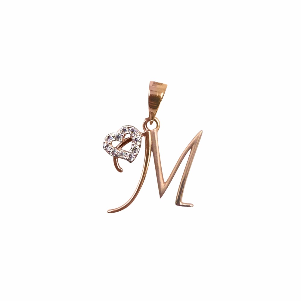 'M' Alphabet 18k Rose Gold Pendant