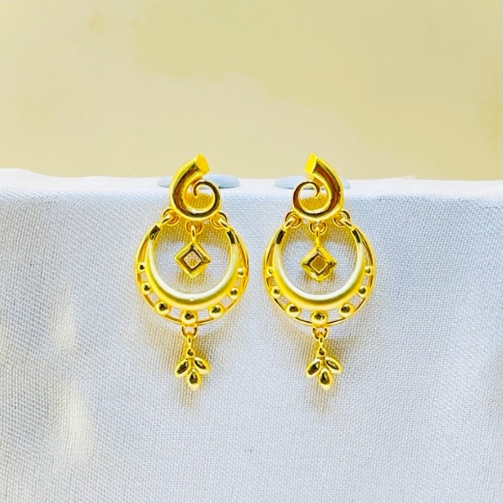 22k yellow gold chandbali plain earrings