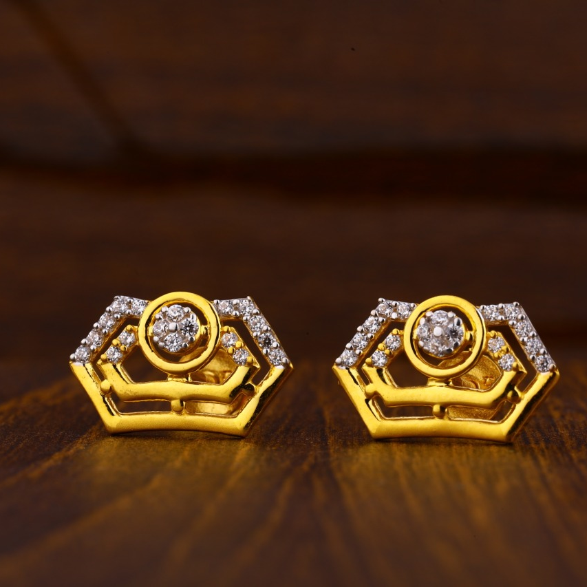 916 Gold CZ Classic Ladies Tops Earrings LTE152