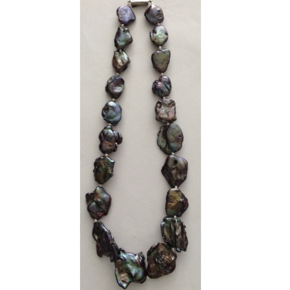 Fresh water black graded baroque pearls necklace JPm0017