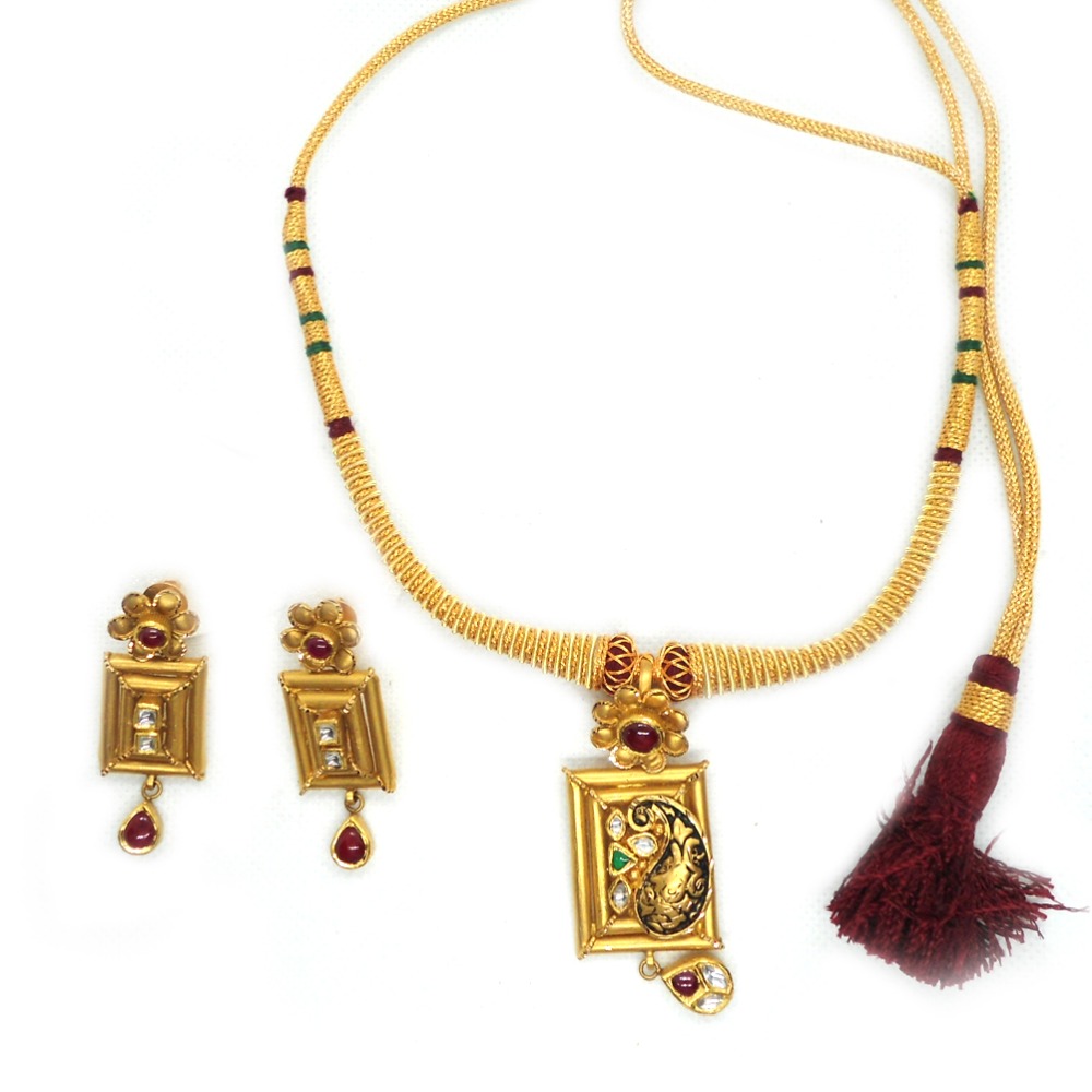916 Gold Antique Bridal Necklace Set RHJ-3796