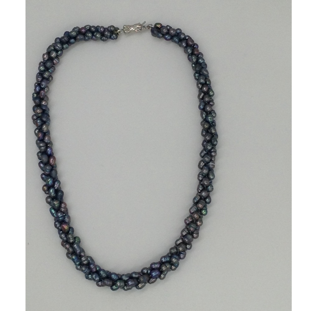 Freshwater grey rice pearls rassi necklace