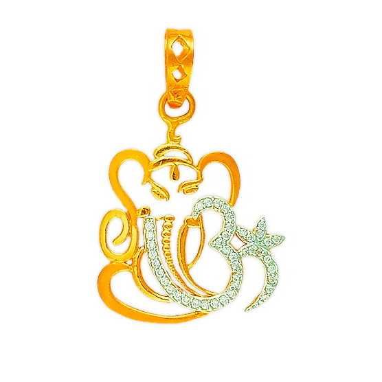 916 Fancy Gold Om Ganesh Pendant