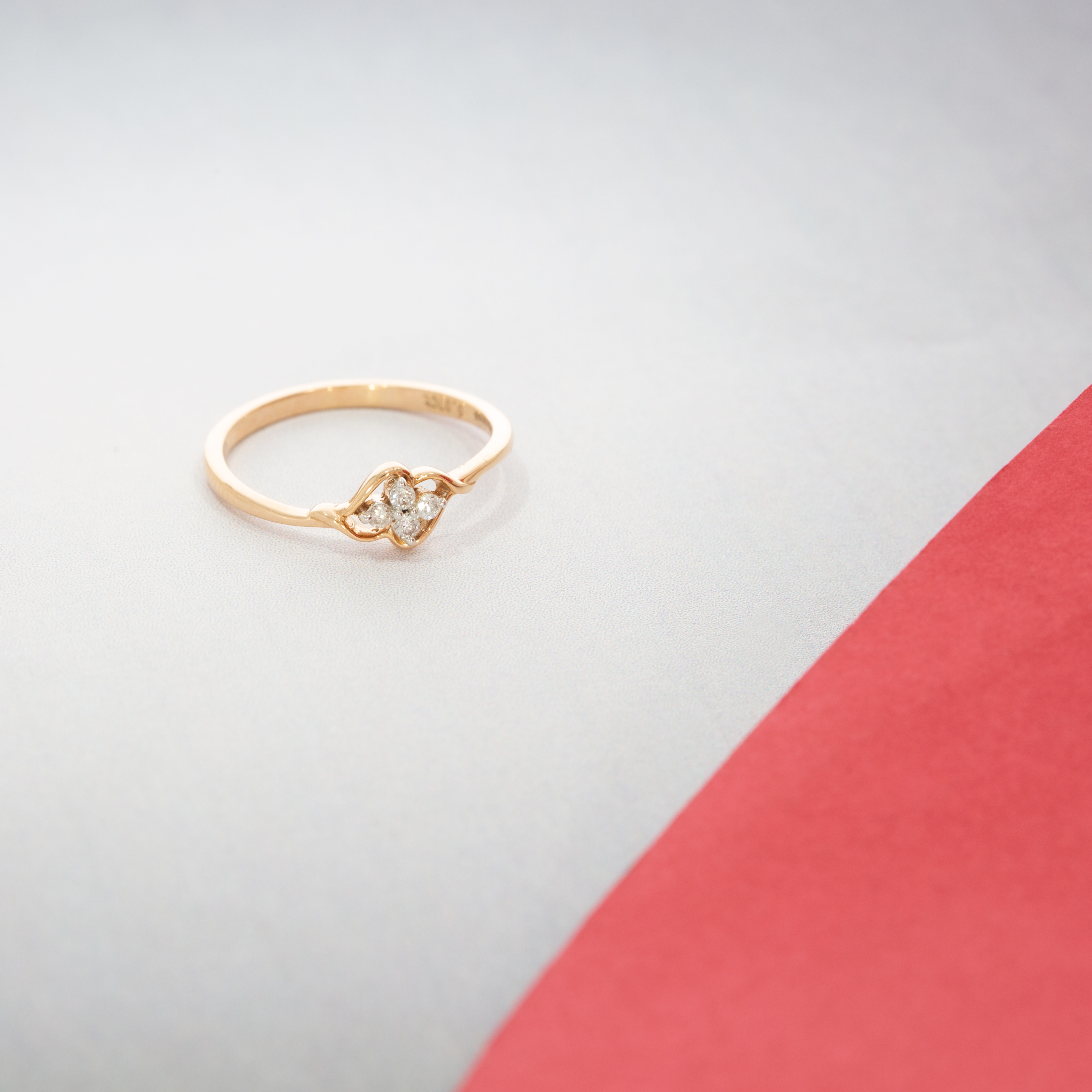 Moissanite Engagement Ring Rose Gold Diamond Side Ring Simple Bridal Ring