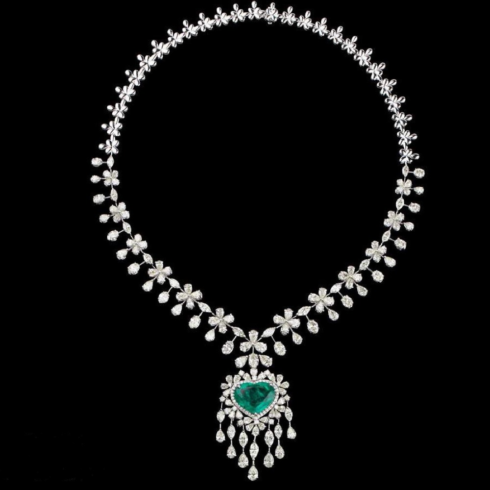 Diamonds and Emeralds Necklace JSJ0199
