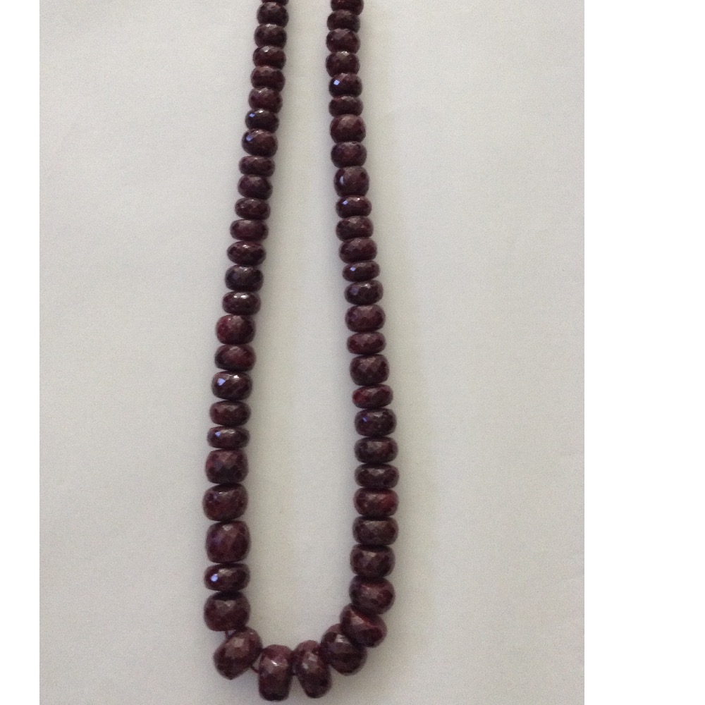 Natural red ruby faceted round beeds graded mala JSR0104